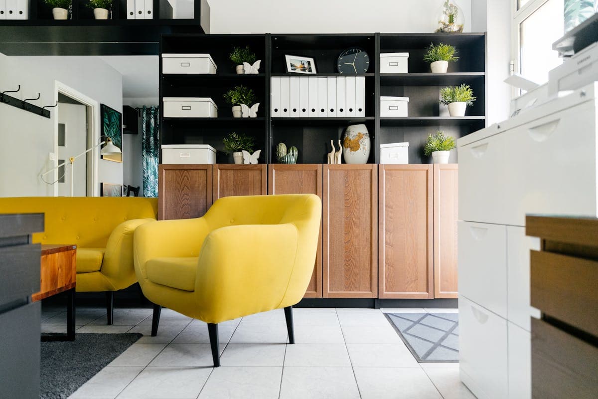Real shelving-and-room reference suitable for open storage dividers and room-zoning inspiration.